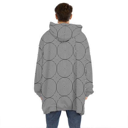 Psychedelic Circle Pattern Print Hoodie Blanket