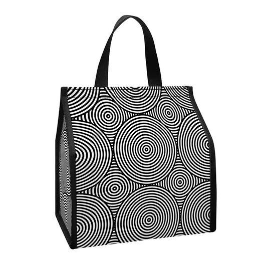 Psychedelic Circle Pattern Print Insulated Lunch Tote
