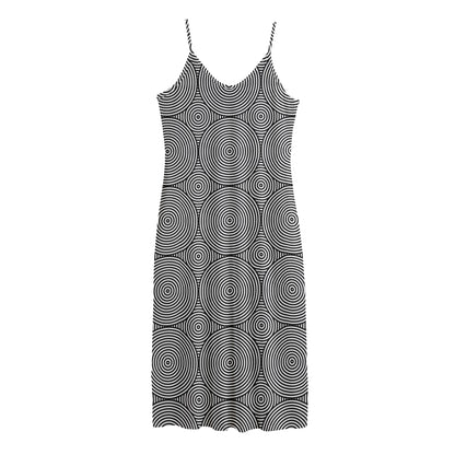 Psychedelic Circle Pattern Print Jersey Midi Cami Dress