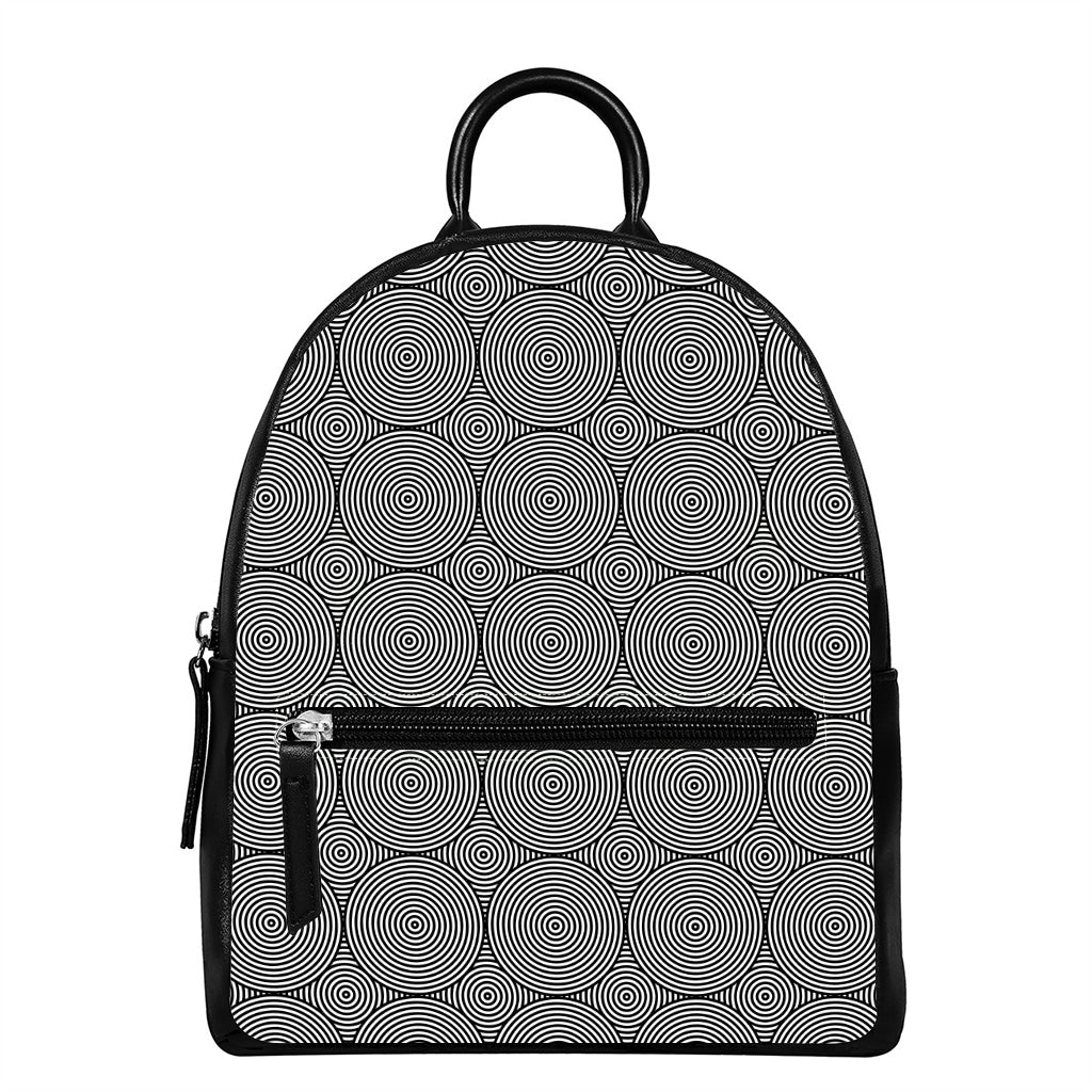 Psychedelic Circle Pattern Print Leather Backpack
