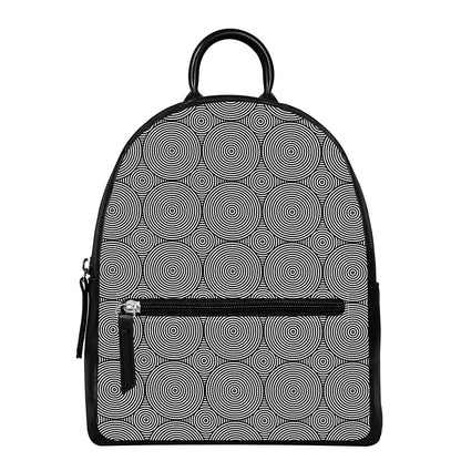 Psychedelic Circle Pattern Print Leather Backpack