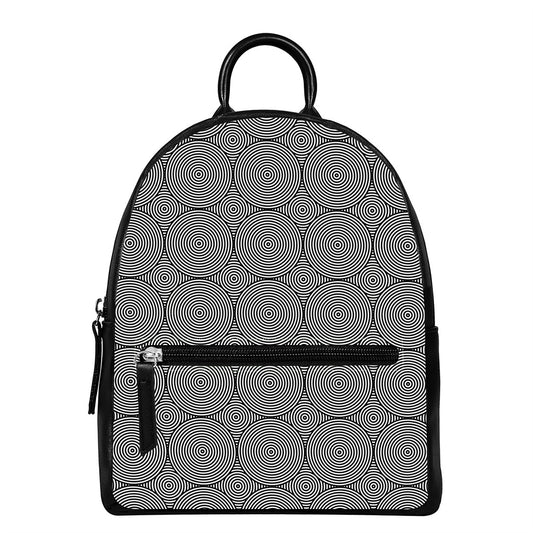 Psychedelic Circle Pattern Print Leather Backpack