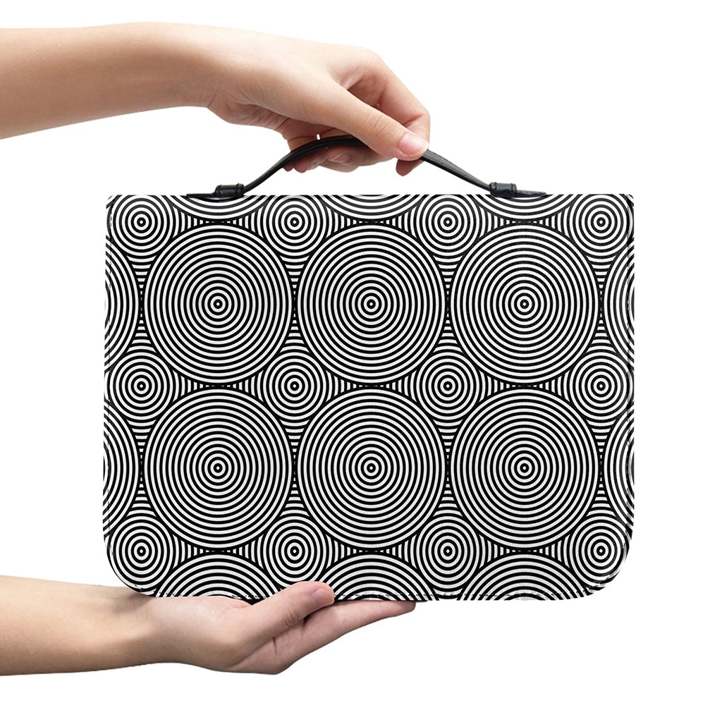 Psychedelic Circle Pattern Print Leather Bible Cover