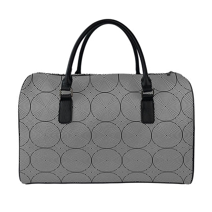 Psychedelic Circle Pattern Print Leather Duffle Bag