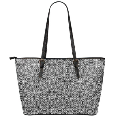 Psychedelic Circle Pattern Print Leather Tote Bag