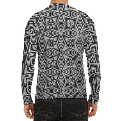 Psychedelic Circle Pattern Print Men's Long Sleeve Rash Guard