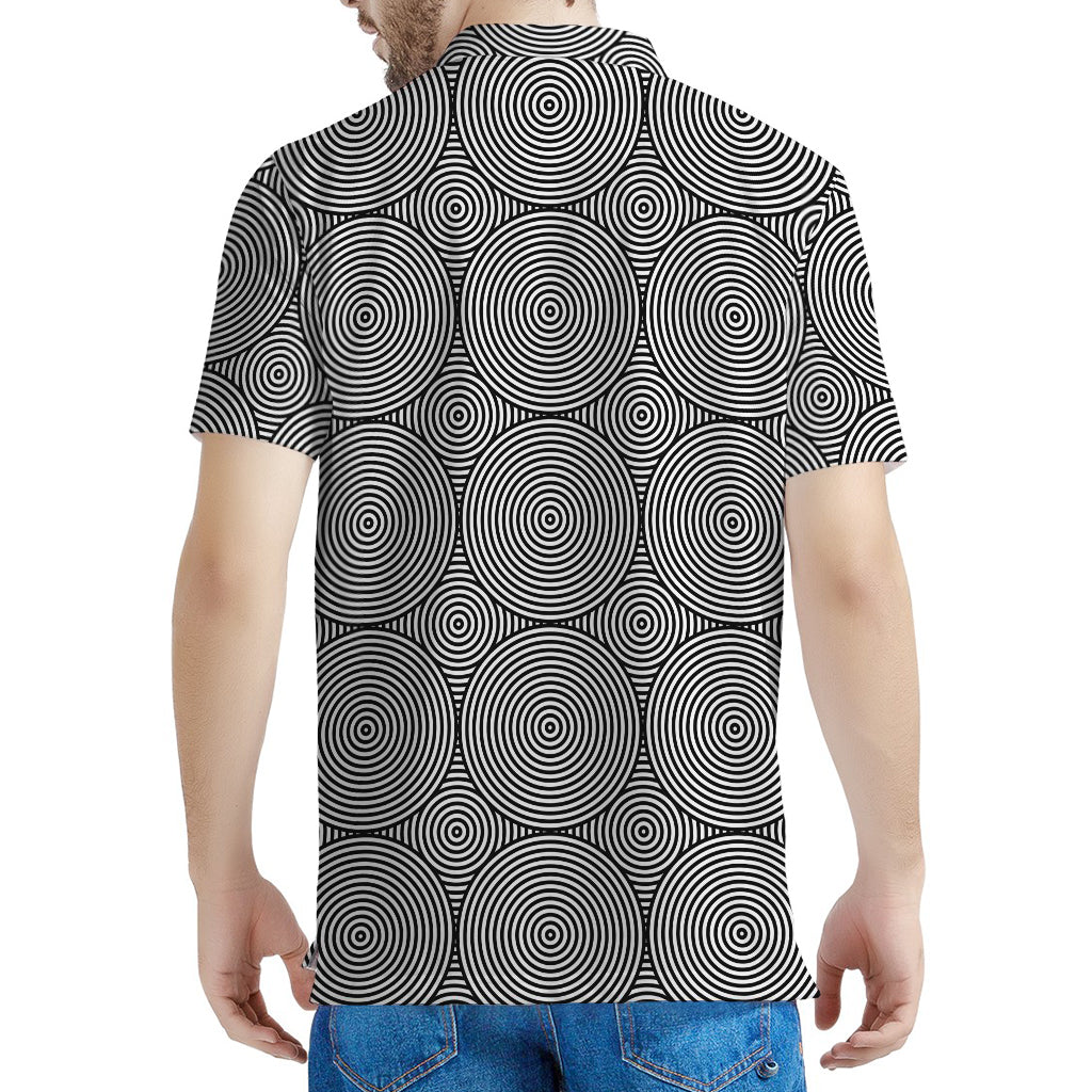 Psychedelic Circle Pattern Print Men's Polo Shirt