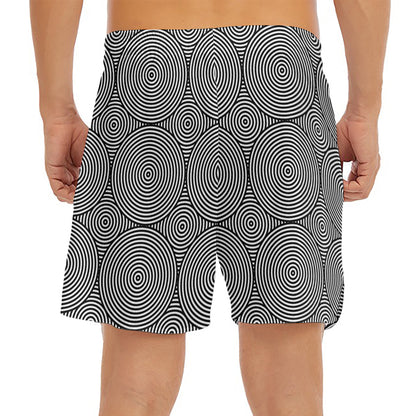 Psychedelic Circle Pattern Print Men's Split Running Shorts