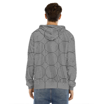 Psychedelic Circle Pattern Print Men's Velvet Pullover Hoodie