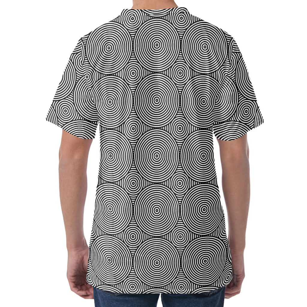 Psychedelic Circle Pattern Print Men's Velvet T-Shirt
