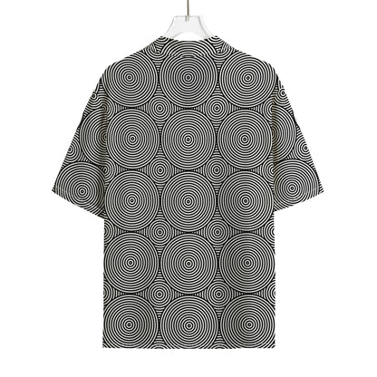 Psychedelic Circle Pattern Print Rayon Hawaiian Shirt