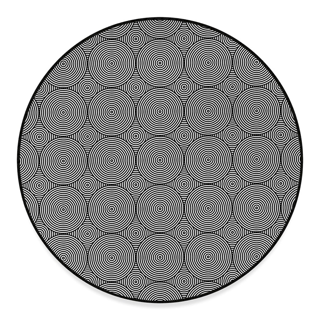 Psychedelic Circle Pattern Print Round Floor Mat