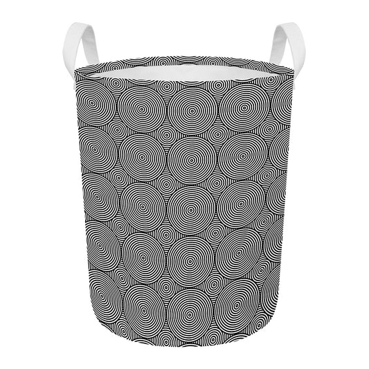 Psychedelic Circle Pattern Print Round Laundry Basket