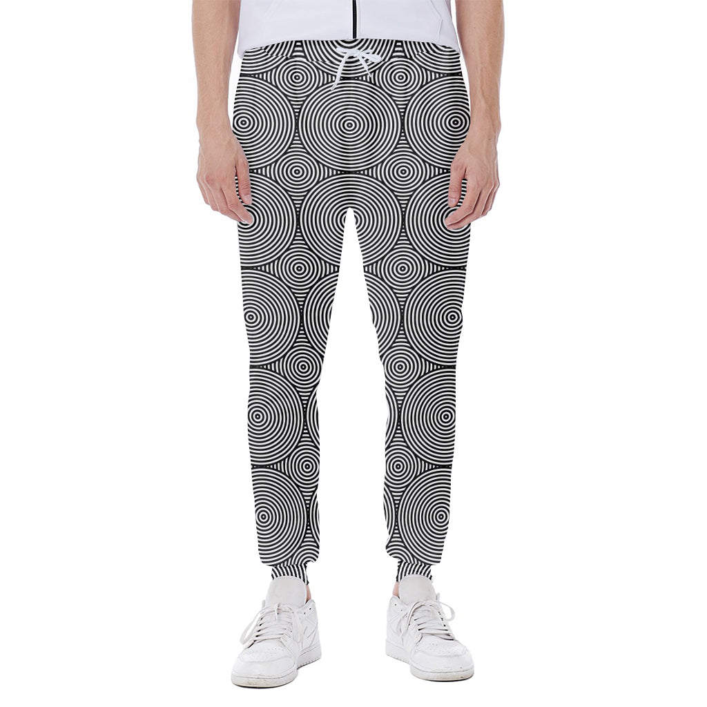 Psychedelic Circle Pattern Print Scuba Joggers