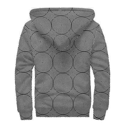 Psychedelic Circle Pattern Print Sherpa Lined Zip Up Hoodie