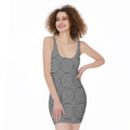 Psychedelic Circle Pattern Print Sleeveless Bodycon Dress