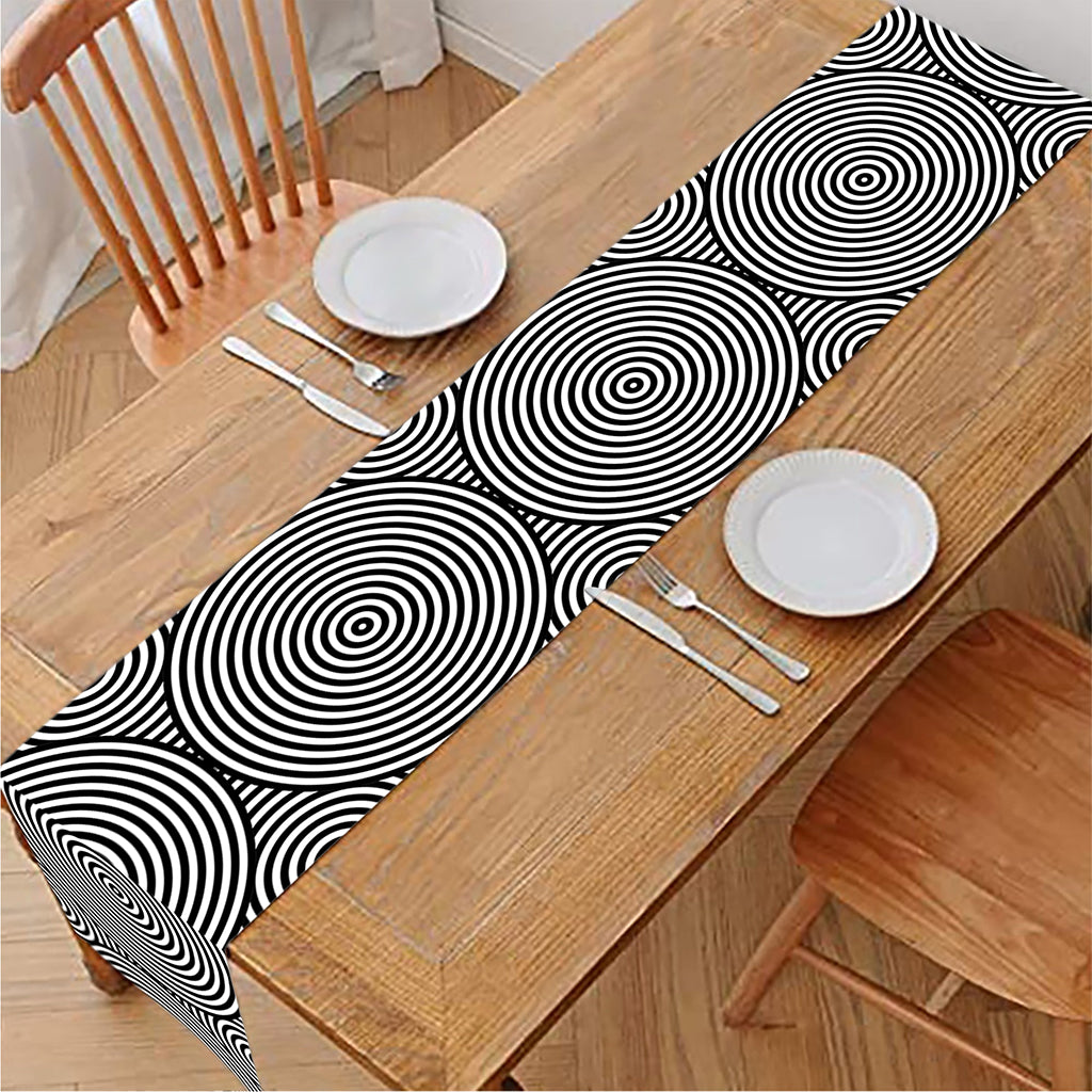 Psychedelic Circle Pattern Print Table Runner
