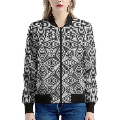 Psychedelic Circle Pattern Print Women's Bomber Jacket