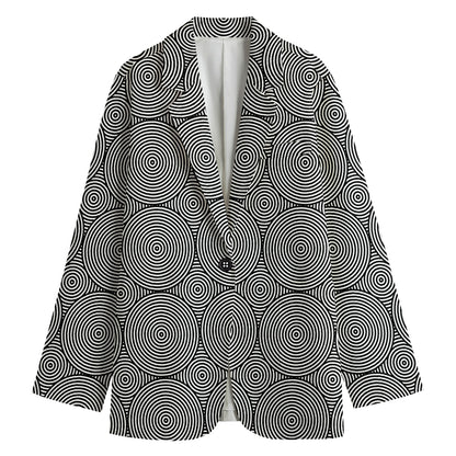 Psychedelic Circle Pattern Print Women's Cotton Blazer
