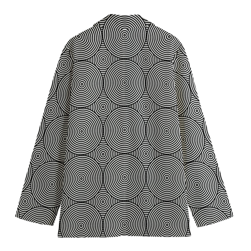 Psychedelic Circle Pattern Print Women's Cotton Blazer