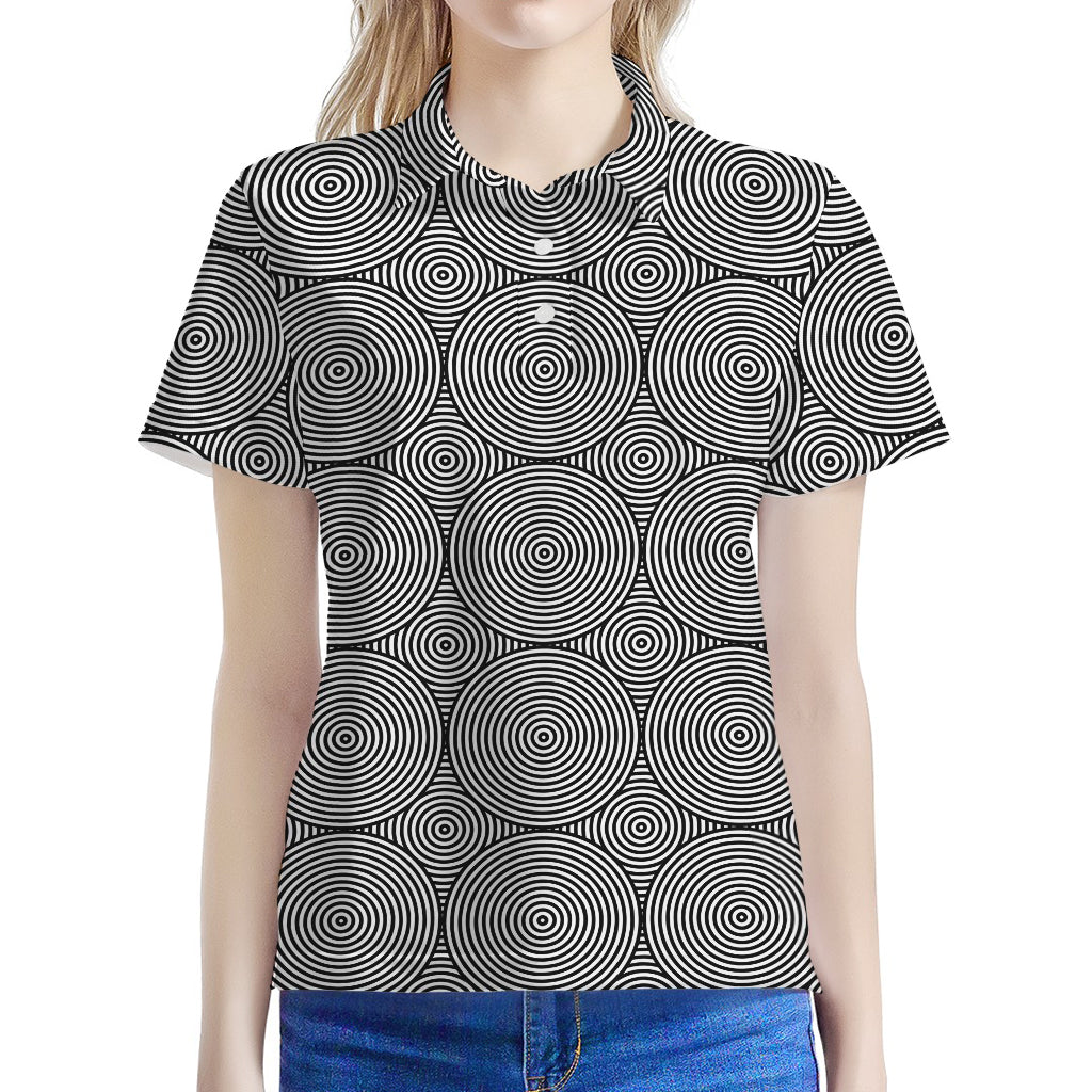 Psychedelic Circle Pattern Print Women's Polo Shirt