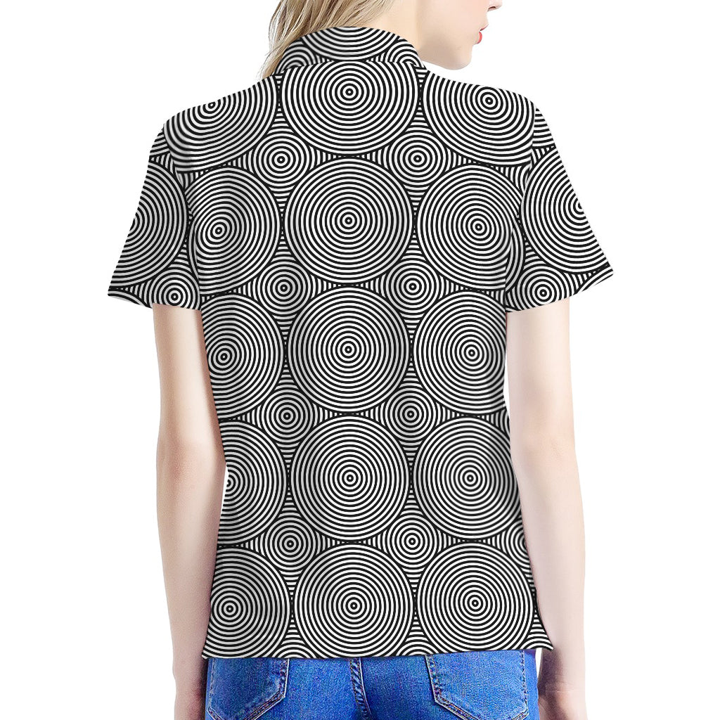 Psychedelic Circle Pattern Print Women's Polo Shirt