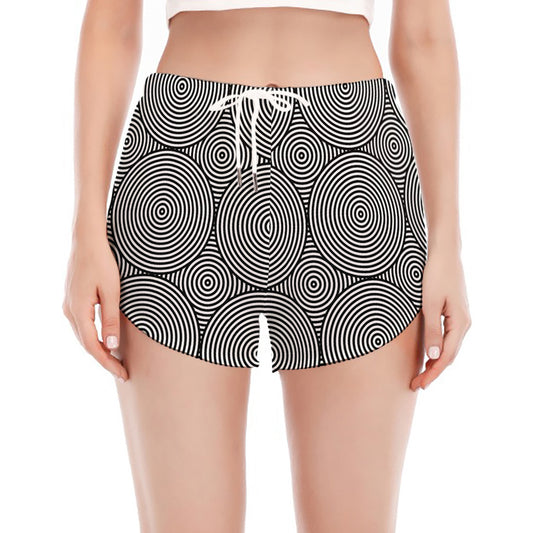 Psychedelic Circle Pattern Print Women's Split Running Shorts