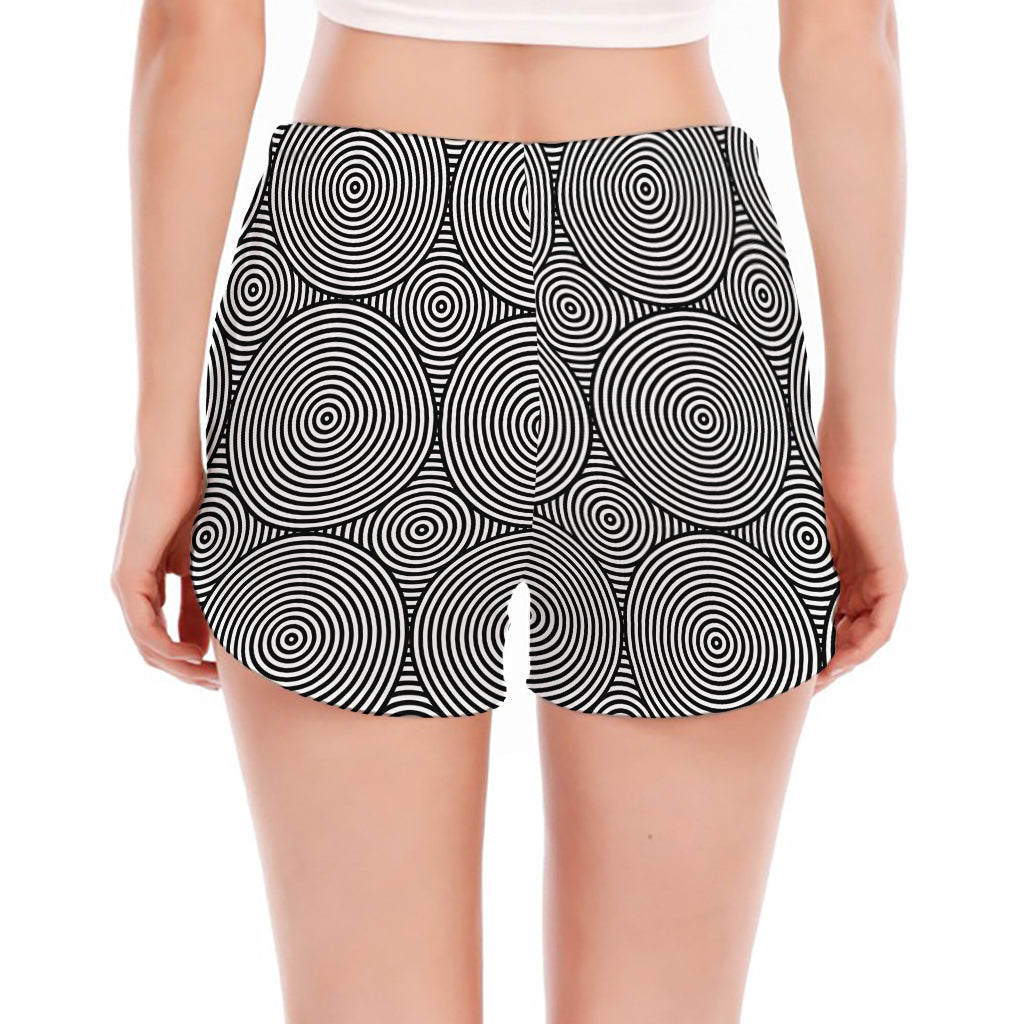 Psychedelic Circle Pattern Print Women's Split Running Shorts