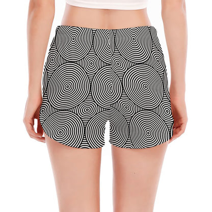 Psychedelic Circle Pattern Print Women's Split Running Shorts