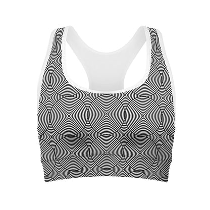 Psychedelic Circle Pattern Print Women's Sports Bra