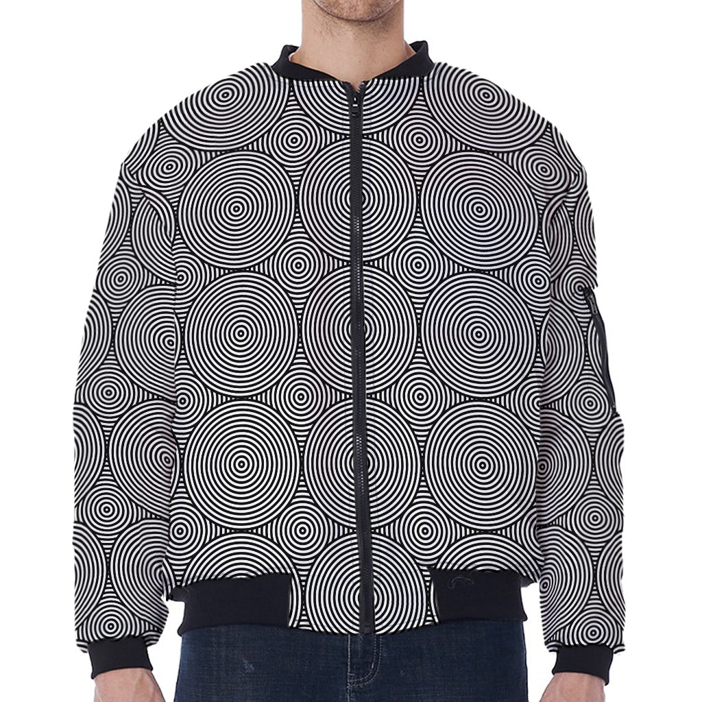 Psychedelic Circle Pattern Print Zip Sleeve Bomber Jacket