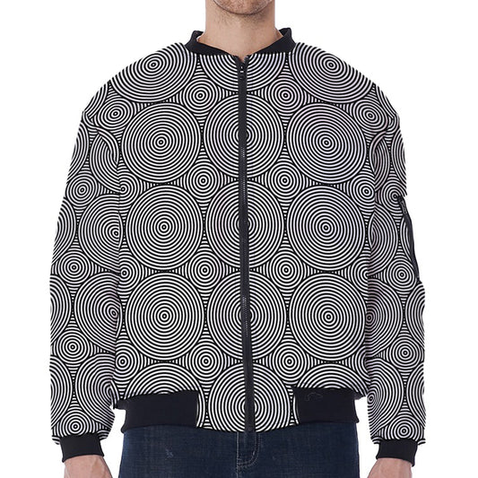 Psychedelic Circle Pattern Print Zip Sleeve Bomber Jacket