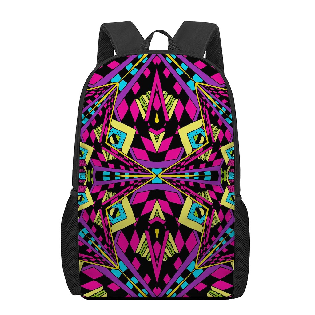 Psychedelic Ethnic Trippy Print 17 Inch Backpack