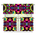 Psychedelic Ethnic Trippy Print 3 Piece Kitchen Curtains