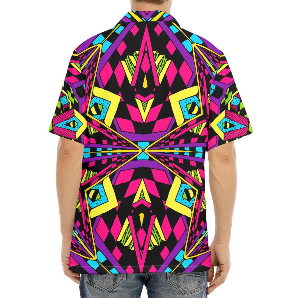 Psychedelic Ethnic Trippy Print Aloha Shirt