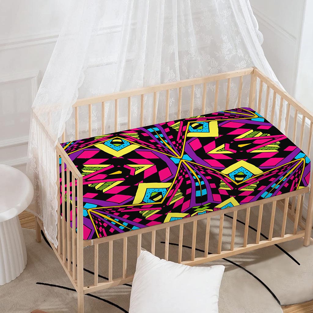 Psychedelic Ethnic Trippy Print Baby Crib Sheet