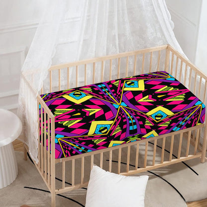Psychedelic Ethnic Trippy Print Baby Crib Sheet