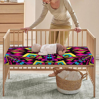 Psychedelic Ethnic Trippy Print Baby Crib Sheet