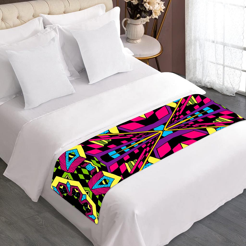 Psychedelic Ethnic Trippy Print Bed Runner