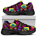 Psychedelic Ethnic Trippy Print Black Chunky Shoes