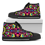 Psychedelic Ethnic Trippy Print Black High Top Sneakers