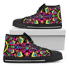 Psychedelic Ethnic Trippy Print Black High Top Sneakers