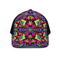 Psychedelic Ethnic Trippy Print Black Mesh Trucker Hat