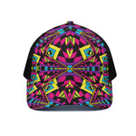 Psychedelic Ethnic Trippy Print Black Mesh Trucker Cap