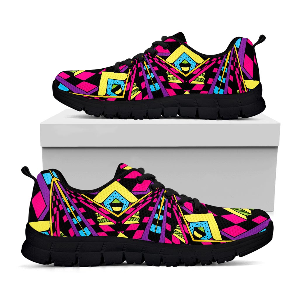 Psychedelic Ethnic Trippy Print Black Running Shoes