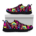 Psychedelic Ethnic Trippy Print Black Running Shoes