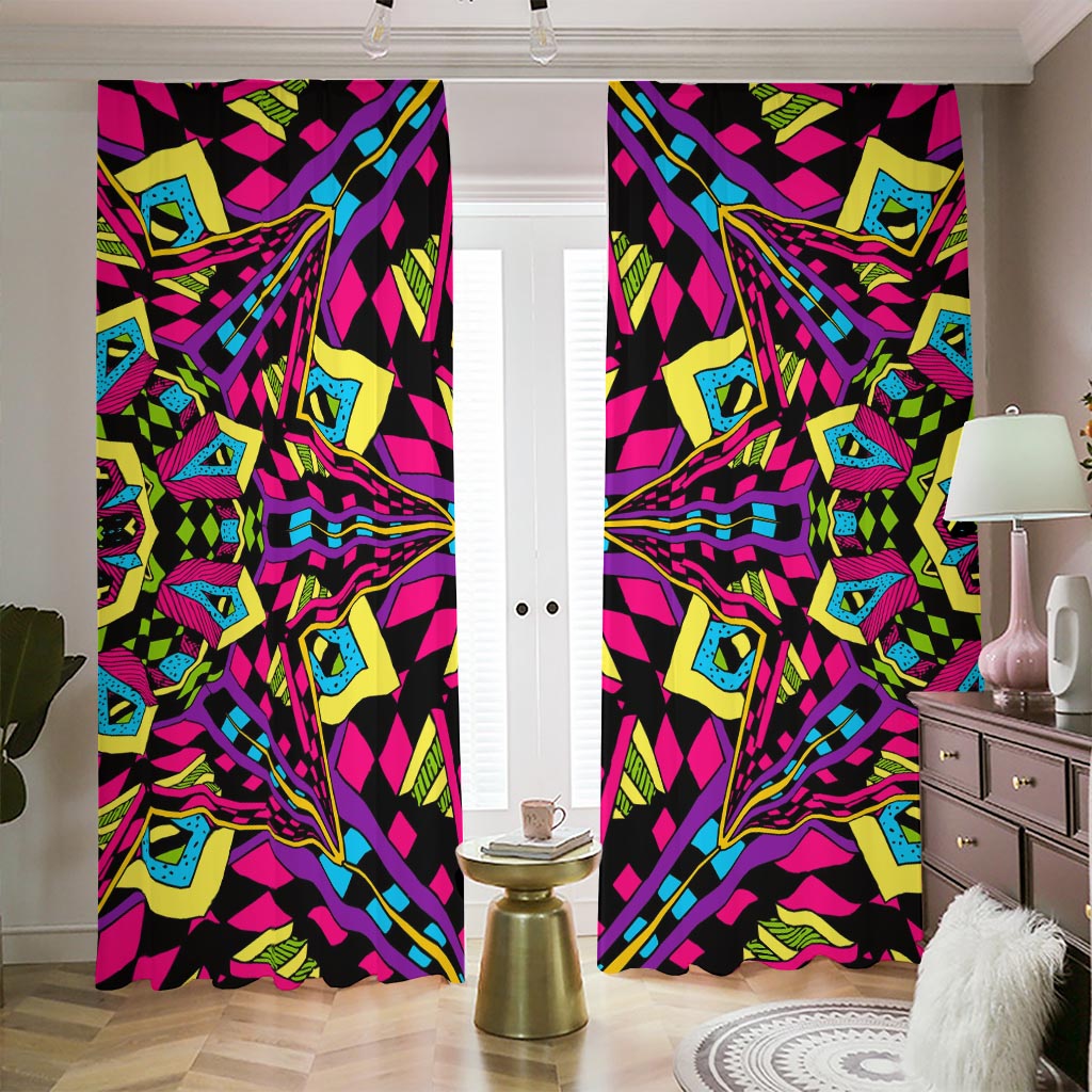 Psychedelic Ethnic Trippy Print Blackout Pencil Pleat Curtains