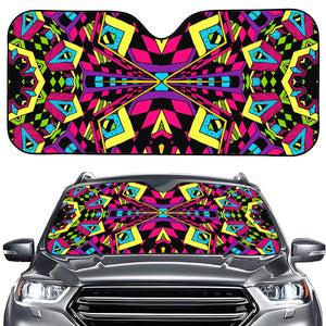 Psychedelic Ethnic Trippy Print Car Windshield Sun Shade