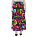 Psychedelic Ethnic Trippy Print Chiffon Maxi Skirt