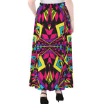 Psychedelic Ethnic Trippy Print Chiffon Maxi Skirt